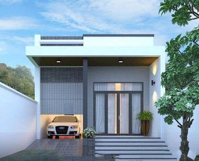 Mẫu 3: Nhà cấp 4 có gác lửng kết hợp gara