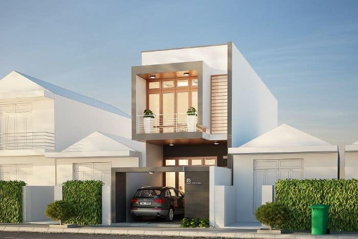 Thiết kế nhà ống 2 tầng 100m2 với các phòng được nối liền nhau