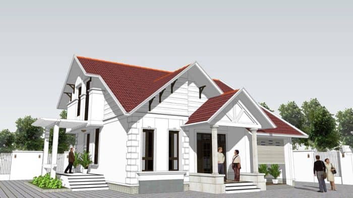 Nhà 1 tầng có gác lửng kết hợp gara