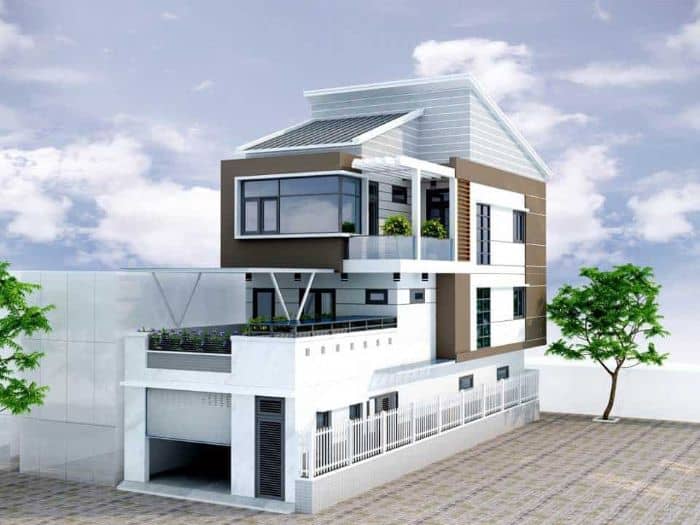 Mẫu nhà lệch tầng mang phong cách trẻ trung, hiện đại