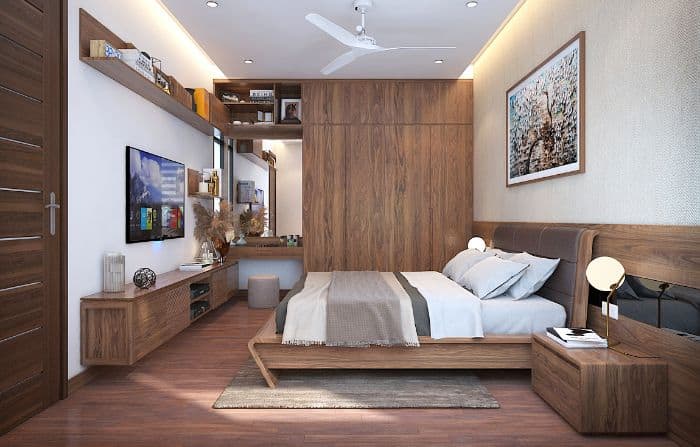 Một không gian mộc mạc và đậm chất quê hương từ đồ nội thất làm từ gỗ chính là điều làm nên nét riêng cho căn phòng