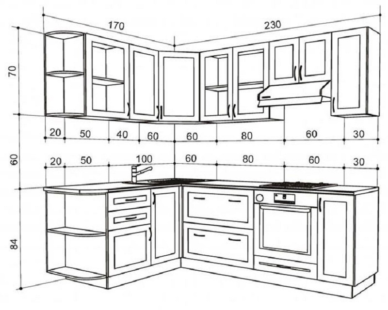 chọn kích thước tủ bếp