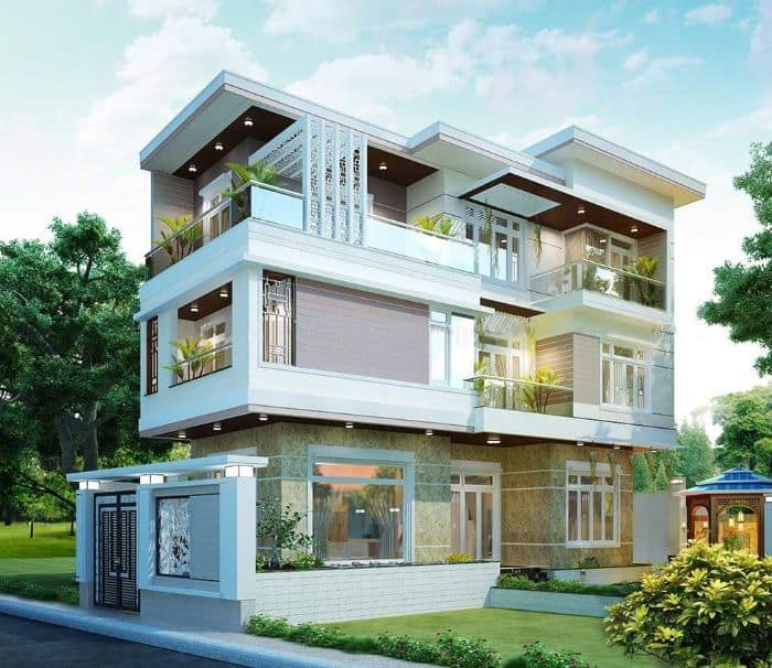 Mẫu mặt tiền nhà ống đẹp 3 tầng ấn tượng