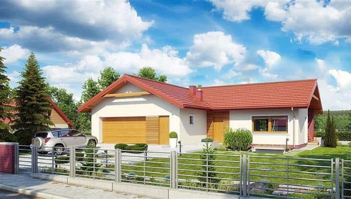 Nhà cấp 4 hình chữ L với gam màu trắng chủ đạo