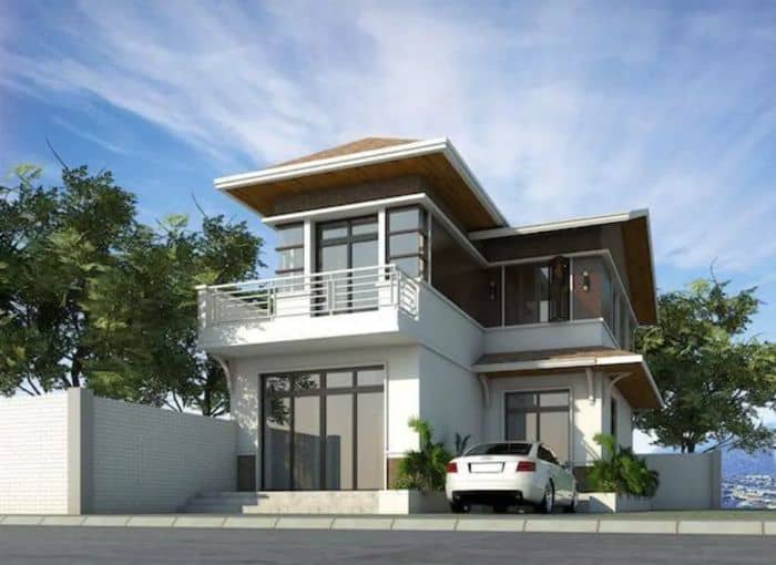 Phần mái có độ dốc lớn kết hợp với lối kiến trúc xây dựng hình chữ L đã tạo nên một công trình có tính thẩm mỹ cao